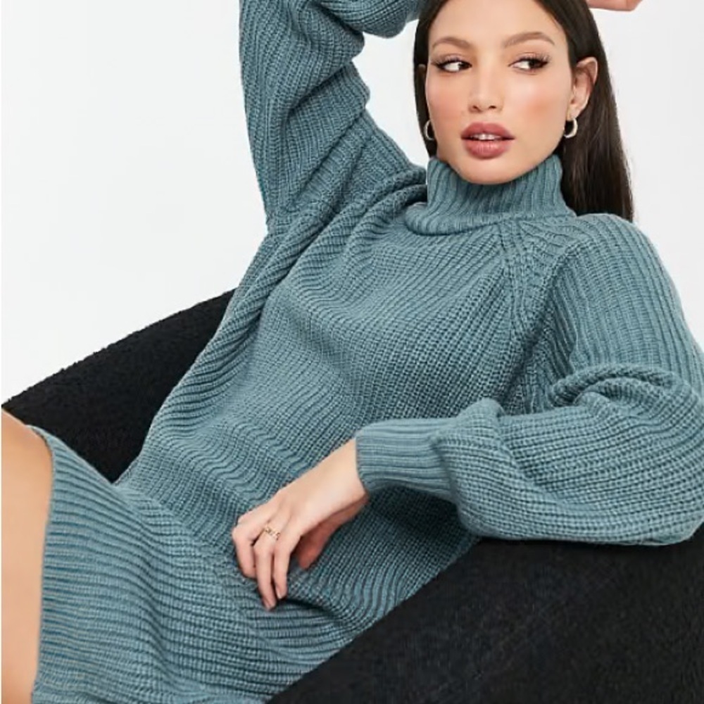 Blue Cowl Neck Dress With Ribbed Texture Nwt 99.00